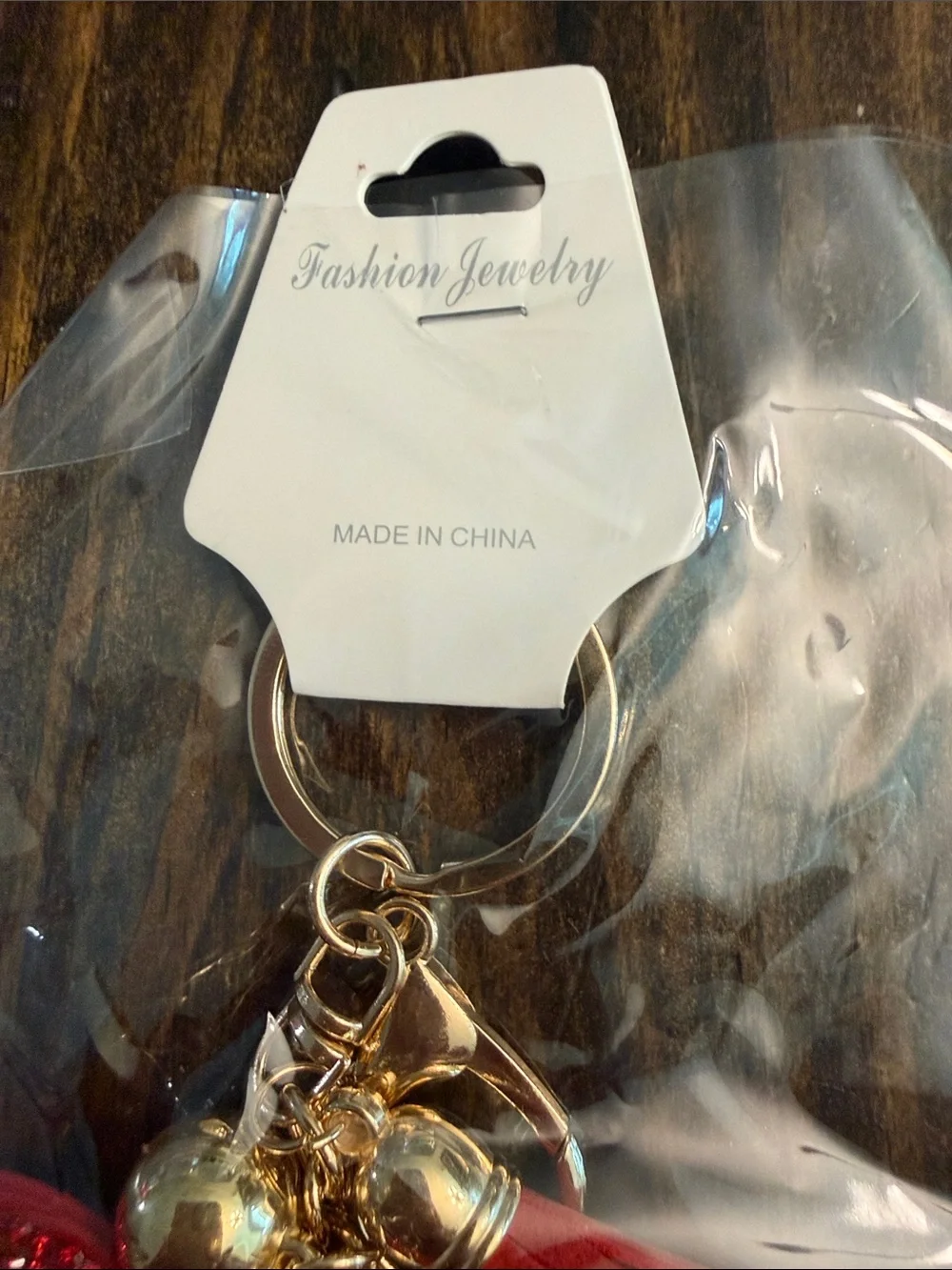 Fashion Jewelry Red Butterfly Keychain Charm with Gold-tone Hardware and Tassel